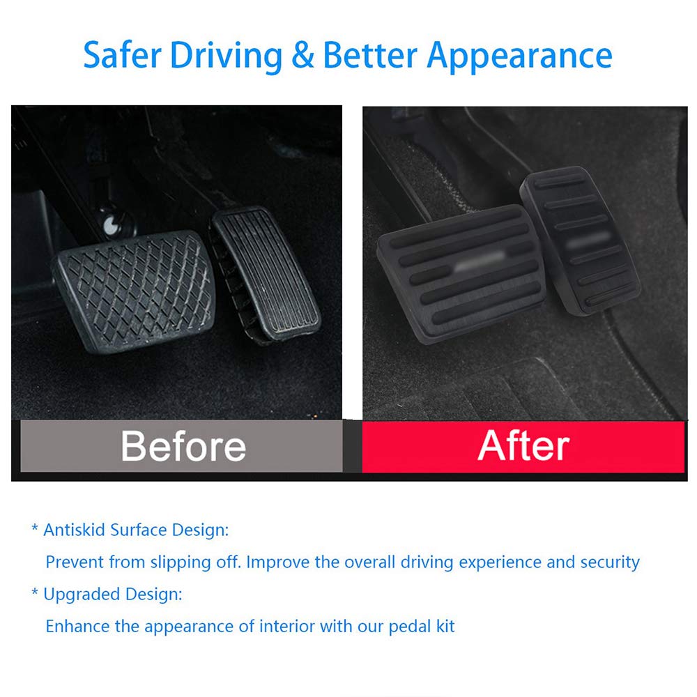 XITER No Drill Anti-Slip Aluminum Gas Brake Pedal Cover Foot Pedal Pads kit For Honda Accord 2013 2014 2015 2016 2017 (BLACK)