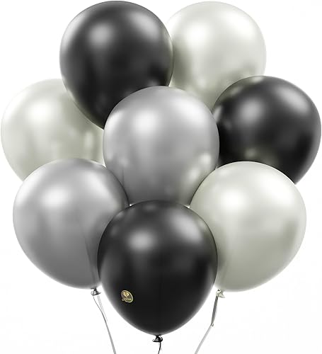 AFTERLOON Globos biodegradables 144 piezas blanco perladoplatanegro de 10 pulgadas color perlado, flotador de helio de látex extra fuerte grueso