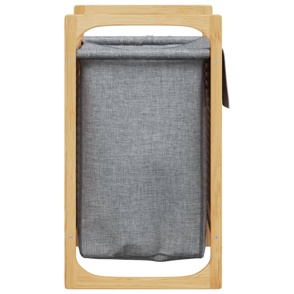 Cesto portabiancheria in bambù con tasca interna, grigio, 32 x 30 x 36,5 cm | Sacco interno rimovibile, struttura rialzata, coperchio contro gli odori, molto spazio