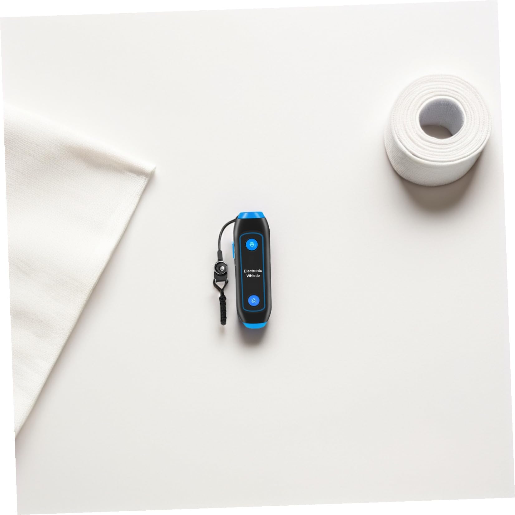 Silbato Electrónico de 3 Tonos con Linterna de Emergencia Azul | Abs, Componentes Electrónicos y Imán, con Cordón Incluido, para Entrenadores y Profesores de Educación Física