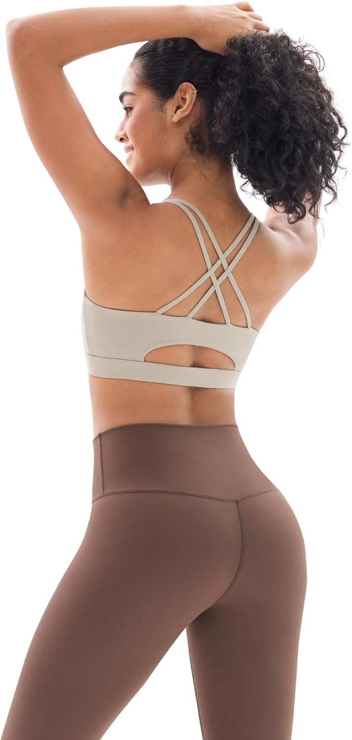 2 Piece Womens Workout Sets Strappy Criss Cross Sports Bra with Tummy Control Yoga Leggings Yoga Set