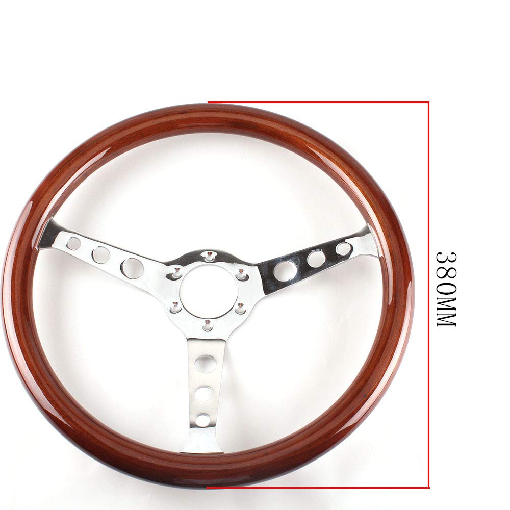 ウッド製ステアリングホイール 3スポーク 木製3スポークステアリングホイール ウッドハンドル 木製 ウッド