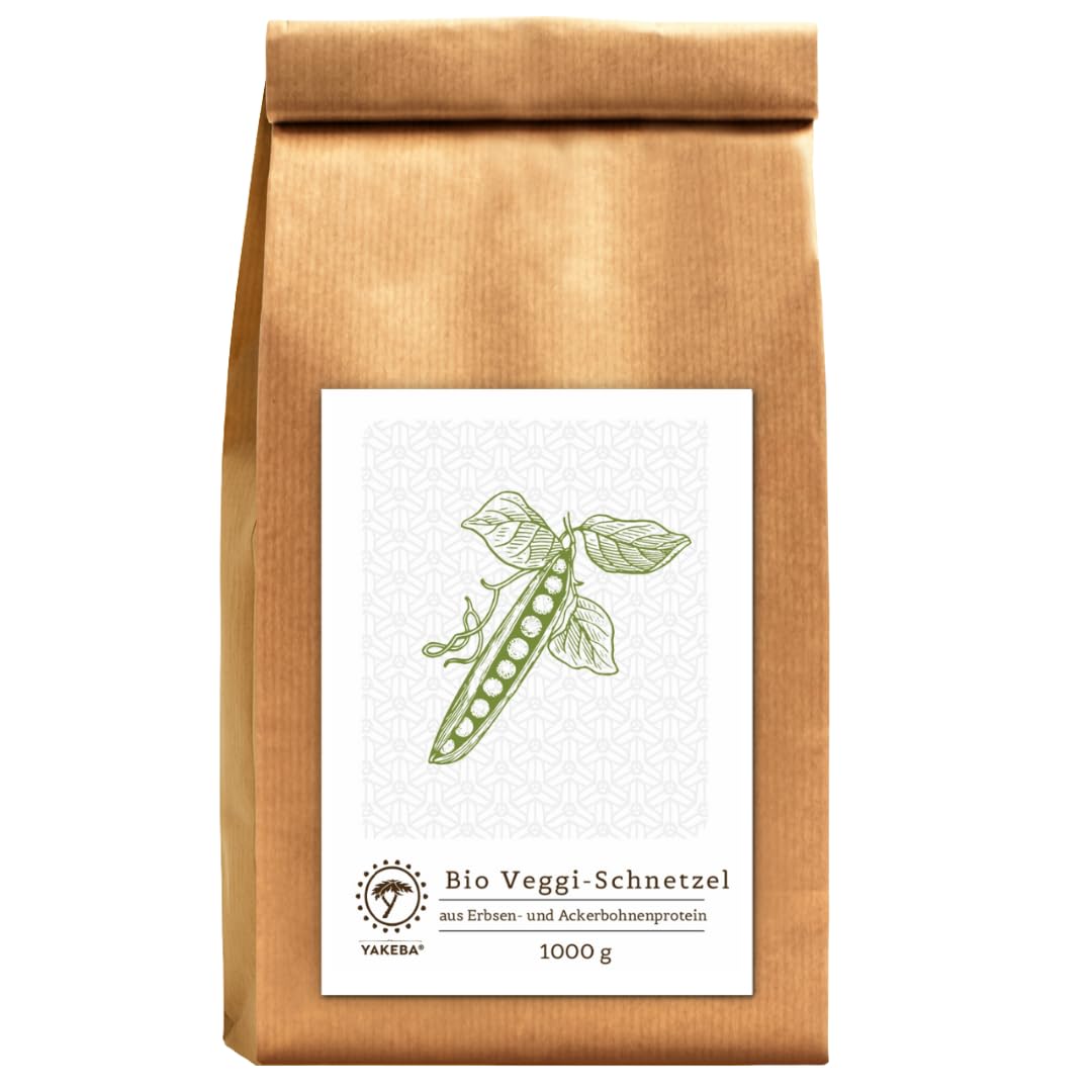 YAKEBA/BIO Veggi-Schnetzel / 1000g / Aus Erbsen- & Ackerbohnenprotein/Europäischer Anbau/Fleischersatz/proteinreich & glutenfrei/Erbsen Schnetzel