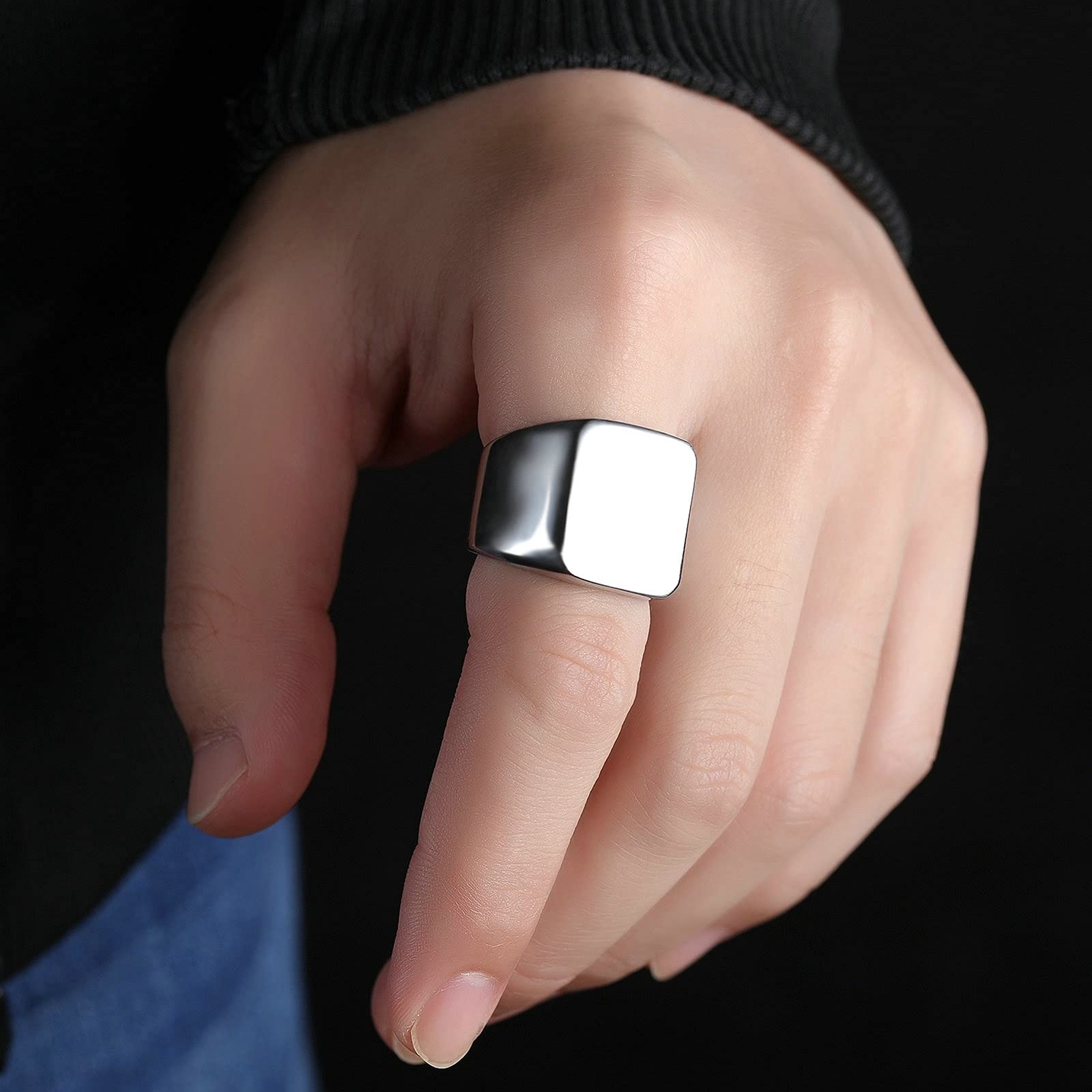 AmDxD Anillo de compromiso plateado, de acero inoxidable, anillo de compromiso para parejas, color de fantasía, circonia redonda y colorida, muy pulido, W51.5 & M54, Acero inoxidable, circonita