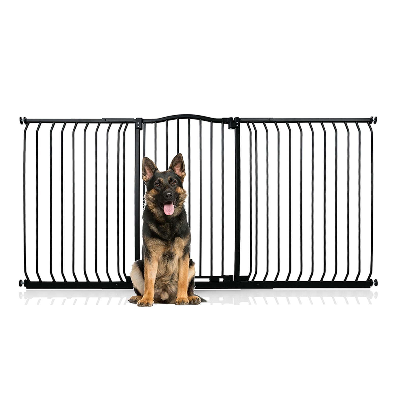 Bettacare Extra Tall Curved Top Dog Gate, 188cm - 197cm, Matt Black, 100cm Tall, Pressure Fit Pet Barrier, Easy Install