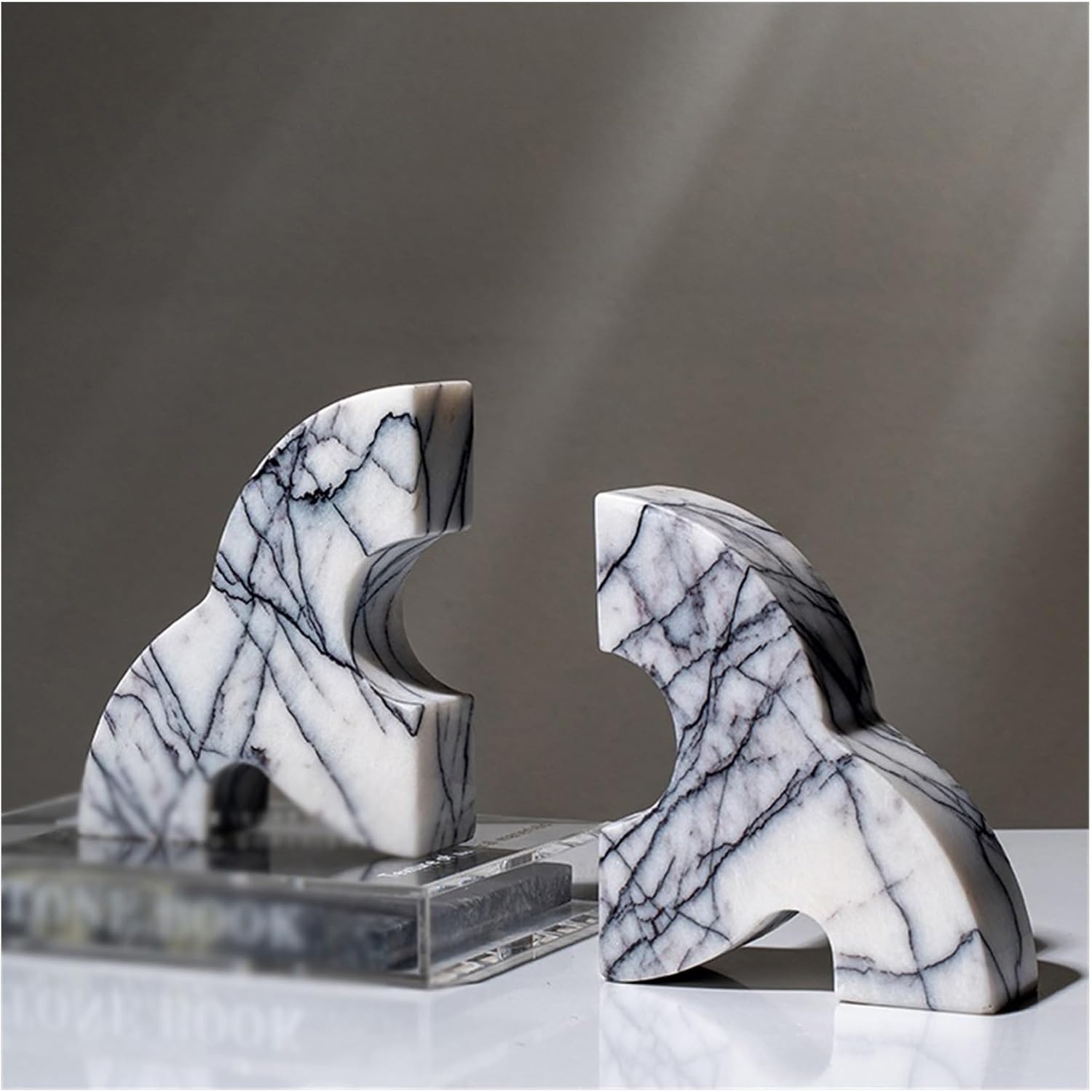 Bookend Support Decorative Bookends for Shelves Marble Reading Bookend Figurine Accent Piece for Home Office Table and Desk Decor Bookends