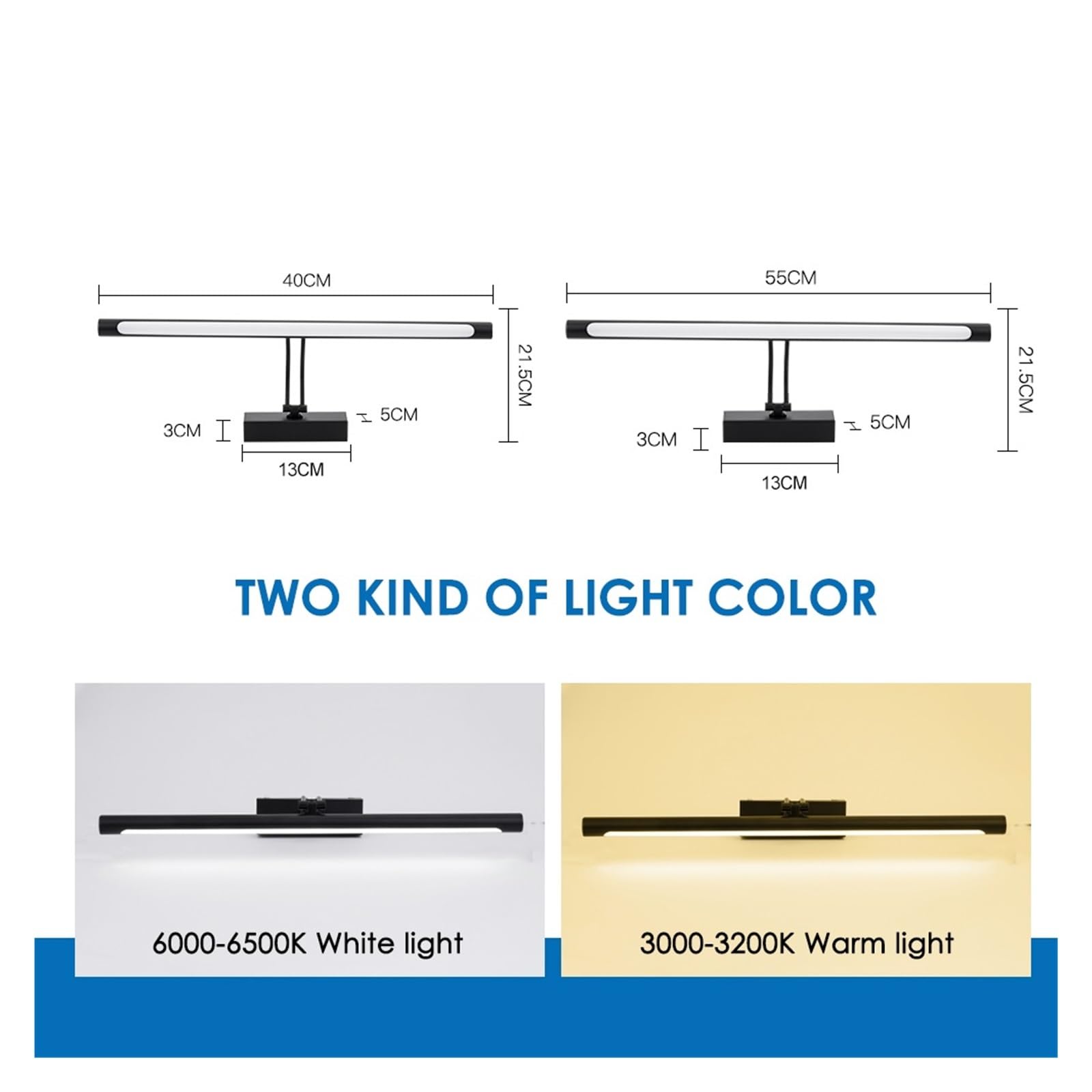 Eitelkeit Make-Up Licht Loft 8W 12W 90-260V Badezimmer Wand Montiert Lampe Wasserdichte Leuchte Schwarz shell Vollständige Abdeckung(Silver,WARM_12W 51CM)