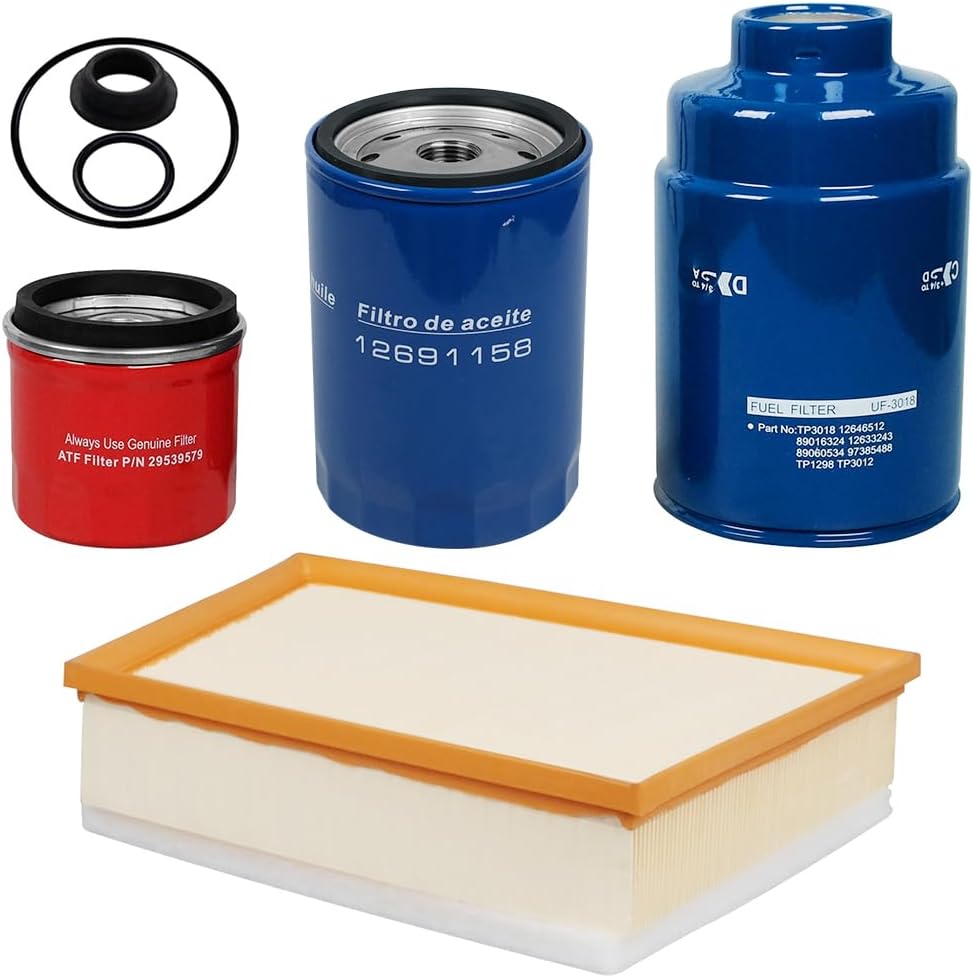 TP3018 29539579 PF2232 A3141C Filter Kit Compatible with GMC Sierra Chevrolet Silverado 2500 3500 HD 6.6L 2011-2016 Oil/Fuel/Transmission/Air filter Kit