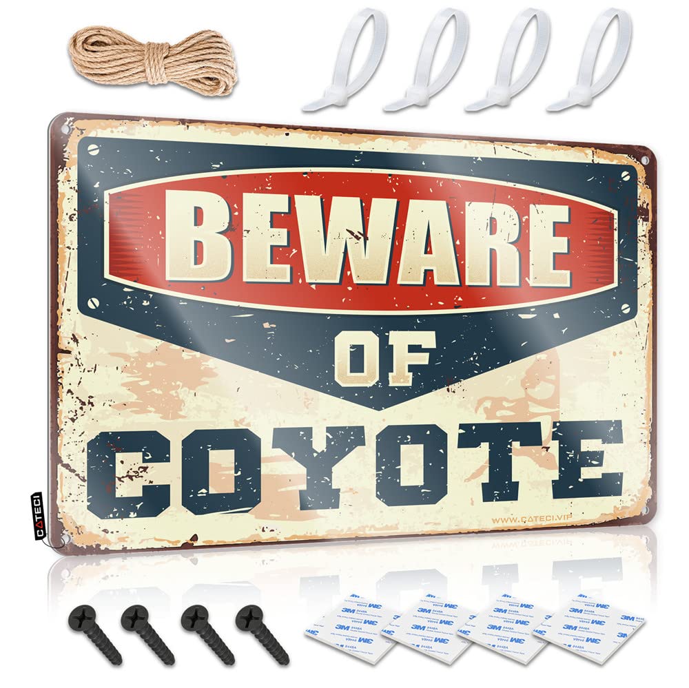 Metal Signs For Home Decor Beware Of Coyote Sign Tin Sign Metal Little Man Cave Sign(20X30CM)