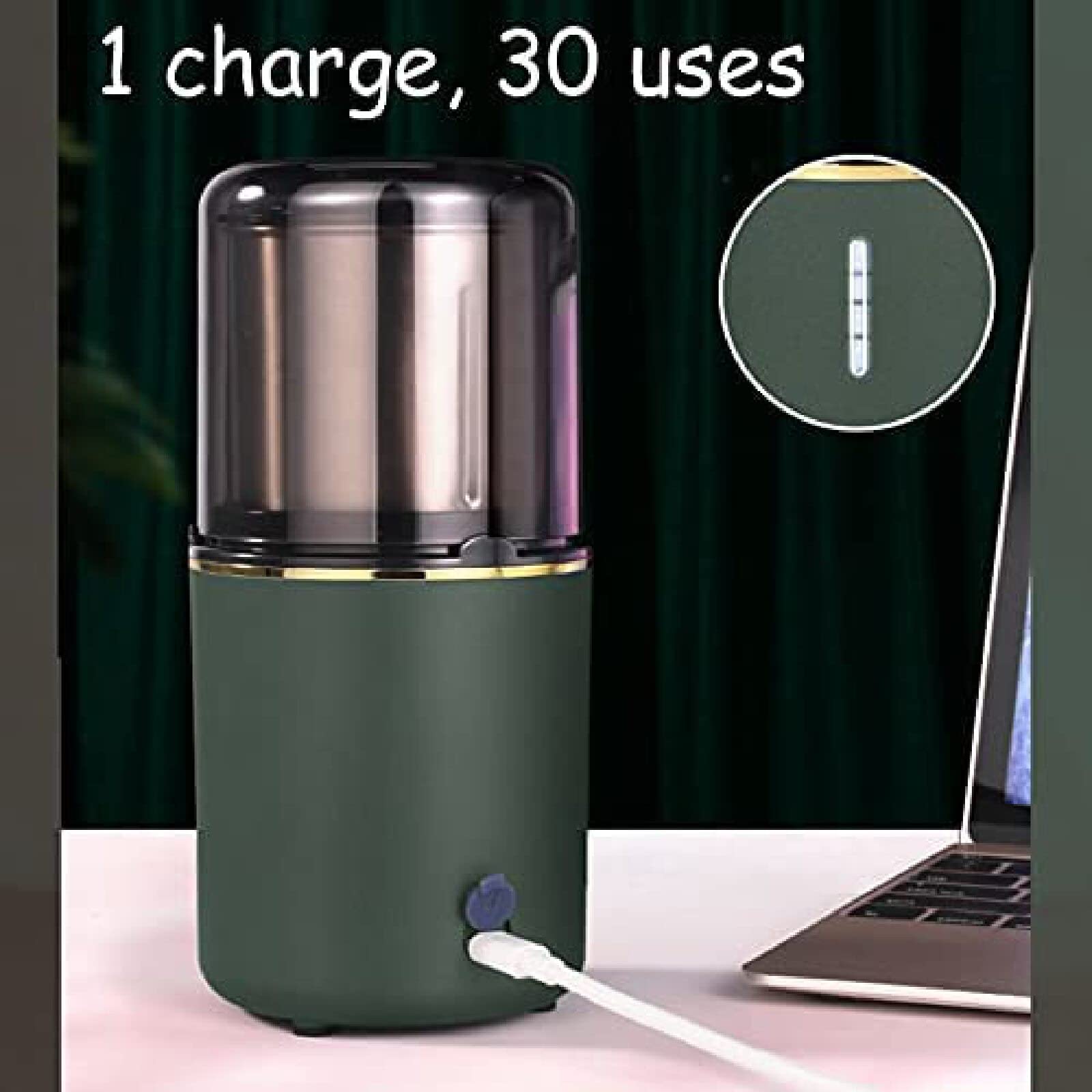 Elektryczny Młynek Do Kawy, Ładowany Przez USB Z Ostrzami Ze Stali Nierdzewnej 200 W O Dużej Mocy, 170 ML Pojemność Na Kawę Ziarnistą, Przyprawy, Orzechy,Czarny,GQYYS