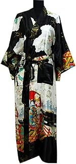 Bon amixyl Geisha Kimono Bath Robe Night Gown Black One Size