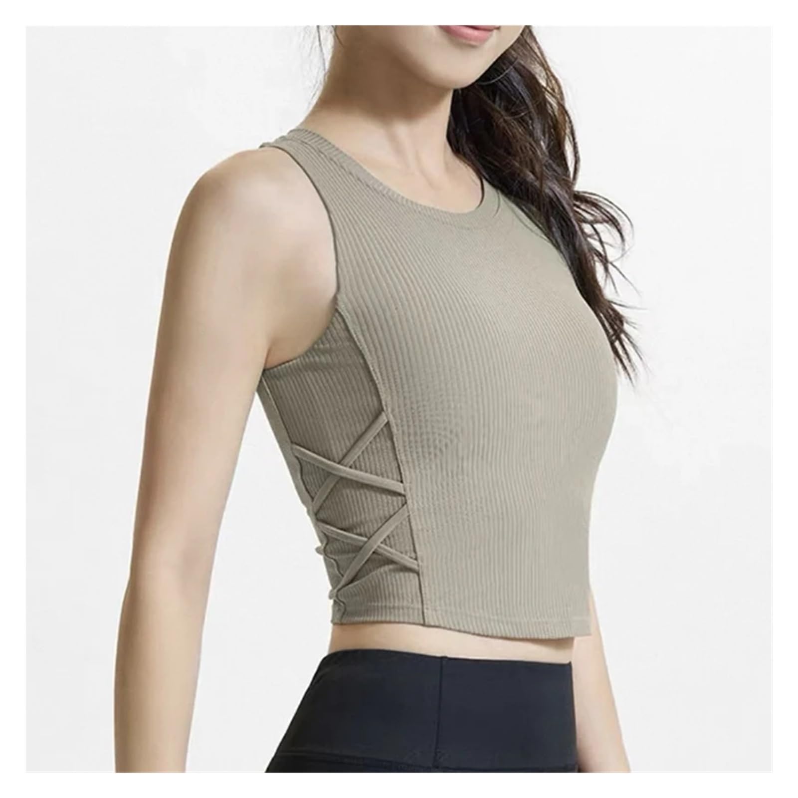 Canotta Fitness da Donna Canotta da Yoga Traspirante ad Asciugatura Rapida da Donna for Fitness e Pilates, Aderente, con Cuscino Fisso for Il Petto.