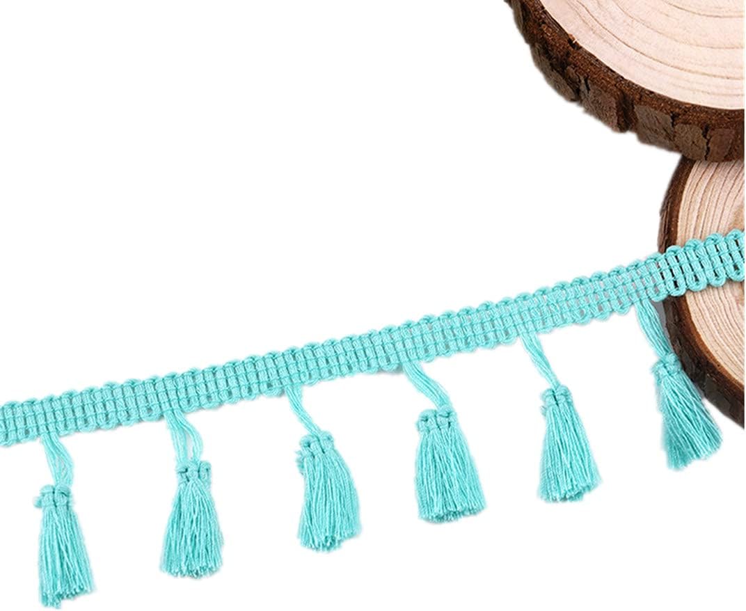 MSCFTFB 20 Yards Mini Tassel Fringe Trim,Boho Tassels Ribbon for Women,1.6inch Wide Sewing Fabric Lace for DIY Jewelry Clothing Bag Curtain Home Party Decor(Turquoise)