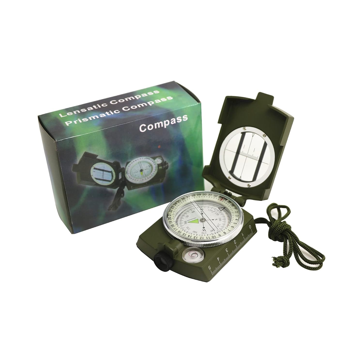 F FABOBJECTS K4580 Compass closed, showing side ruler and adjustment knob.