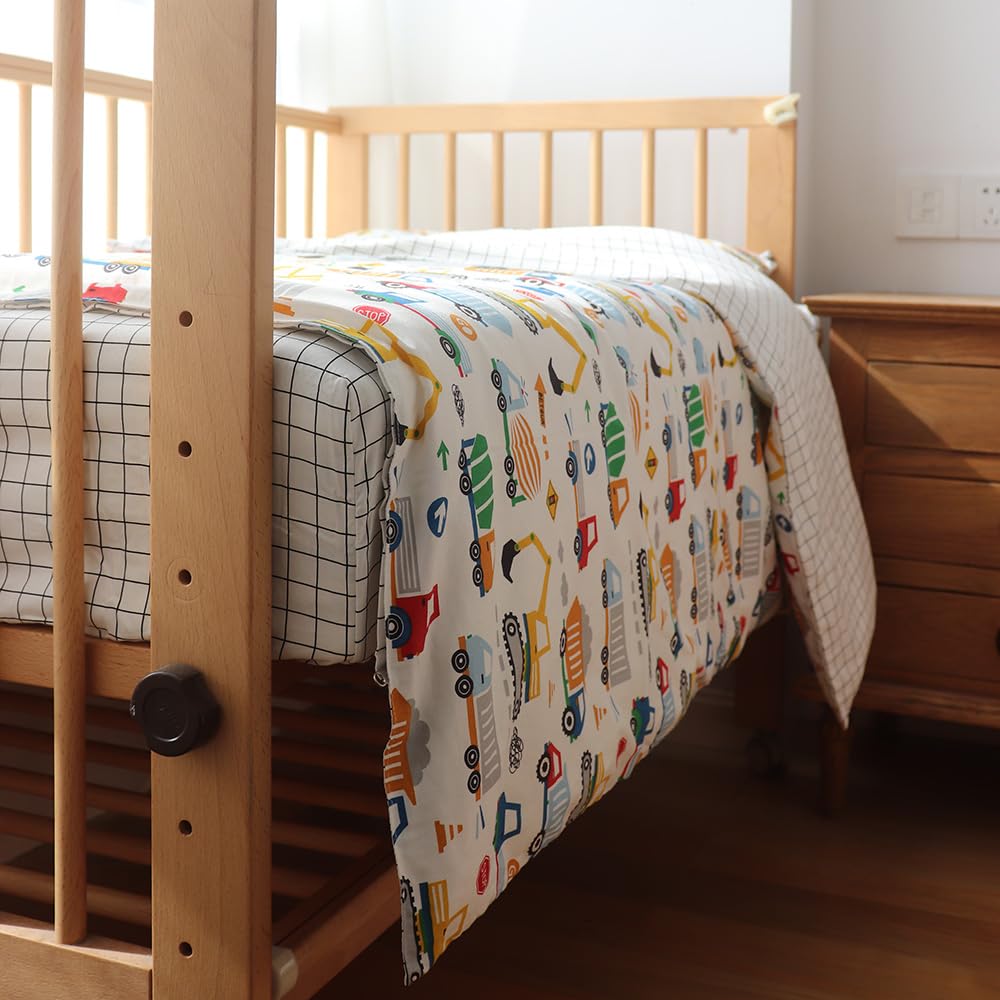 Juego de ropa de cama de cuna 100 % algodón para bebés, niños y niñas, 3 piezas, incluye funda de edredón, sábana bajera, funda de almohada, decoración de guardería, sin relleno (blanco)