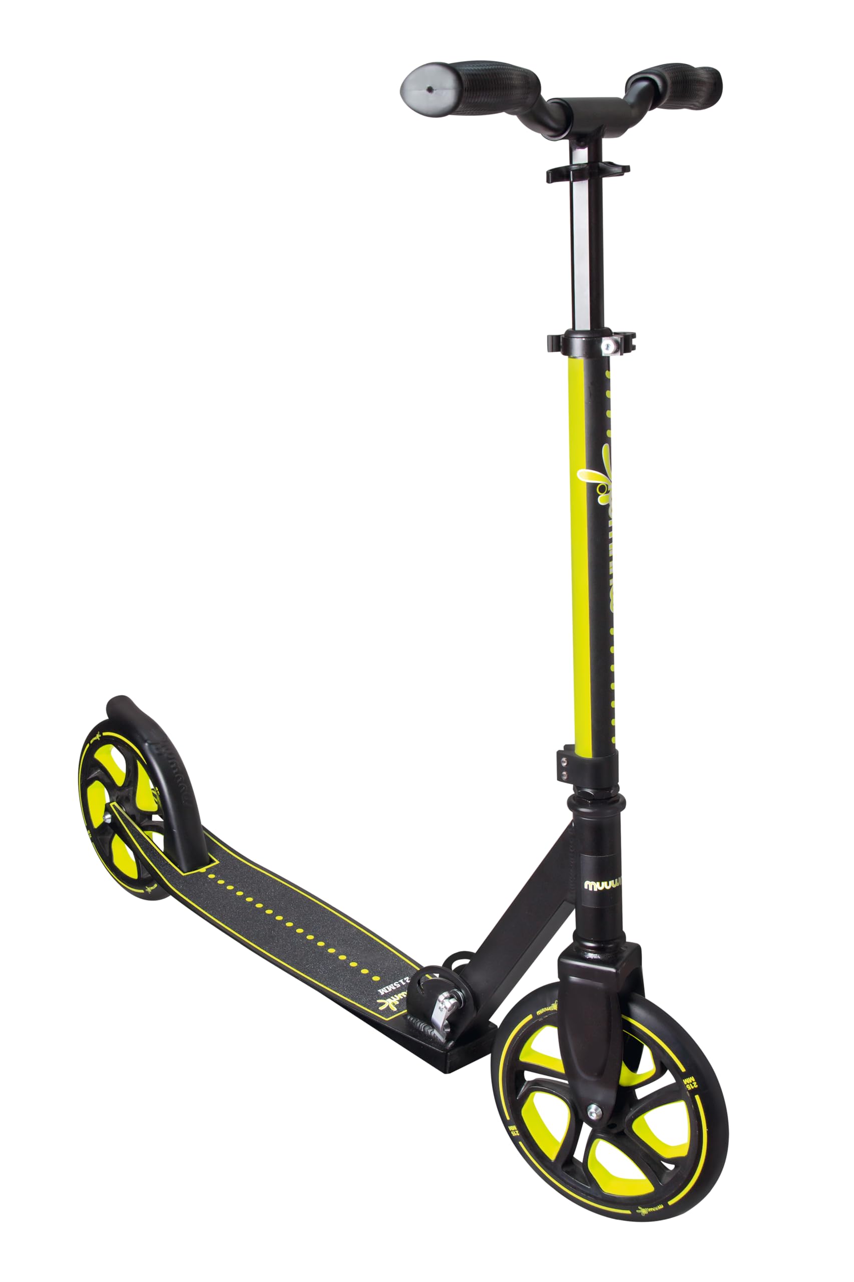muuwmi - Trottinette Pro en Aluminium - 215 mm - ABEC 7 - Homologuée GS - Hauteur réglable - Plateau XL - Guidon BMX