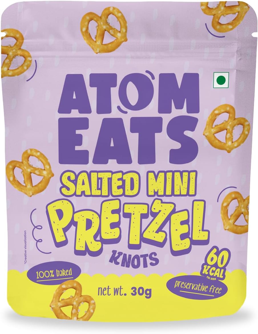 Salted Pretzel Mini Knots 30g | 100% Baked | Savory Snacks, Crunchy Namkeen - Perfect for Snack Box, Parties, On-the-Go Versatile Food Items - Great for Dipping, Solo Snacking