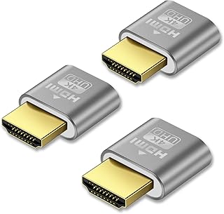 Wansurs [3 Pack] 4K HDMI Dummy Plug - Virtual Monitor Display Emulator, Headless Display Adapter Supports up to 3840x2160@60Hz, 1080@120Hz DVI EDID Emulator