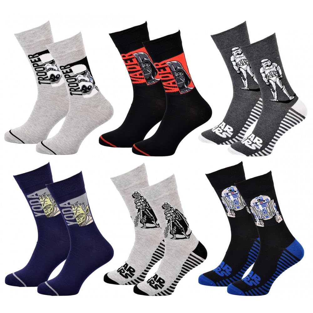 Ozabi Men's Pack Of 6 Pairs 2011 Socks Pack Starwars (As8, Numeric, Numeric_5_point_5, Numeric_8, Regular, Regular, )