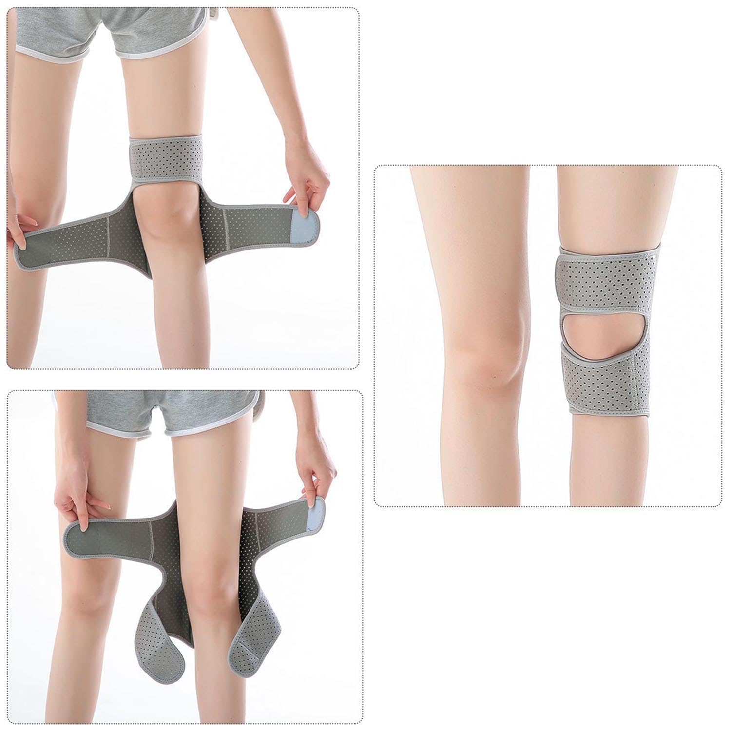 Dispositif d'assistance pour le genou, attelle de soutien pour le genou, à ressorts réglables pour faciliter la marche et l'escalade et réduire la pression sur les genoux des personnes âgées (2,Grey)