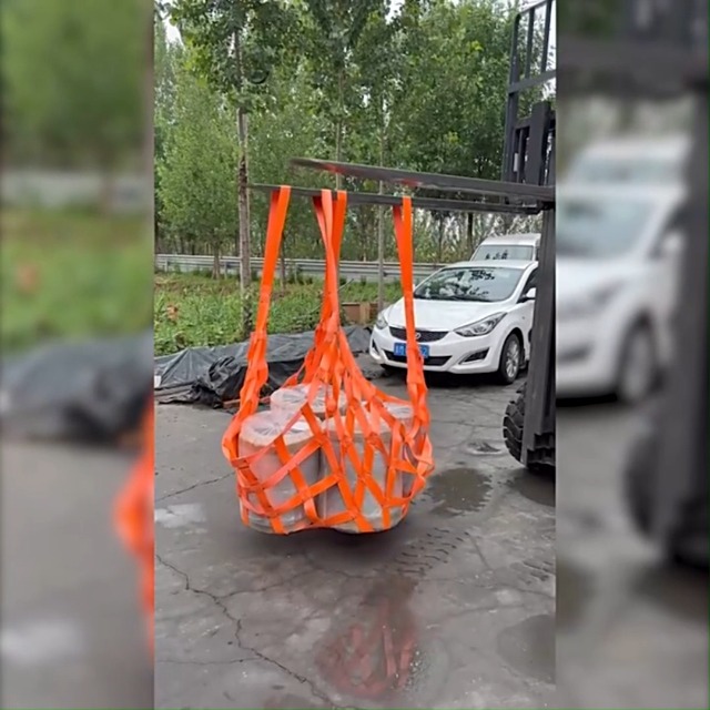 Rete Di Sollevamento In Poliestere 1x1 M – Carico 300 Kg, Maglia 10x10 Cm Per Trasporto E Sicurezza (Arancione)