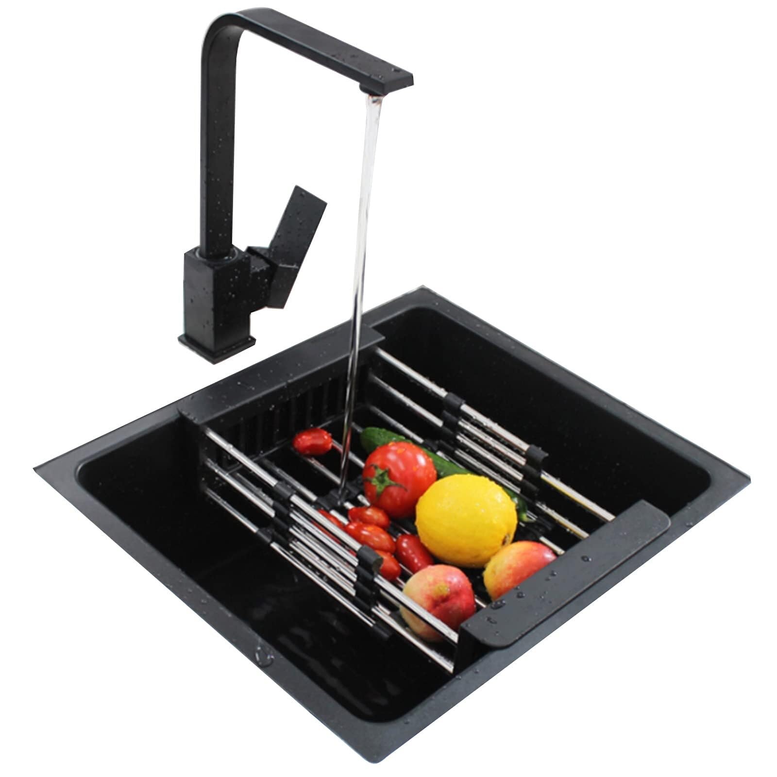 Lavello da cucina sottopiano in acciaio inossidabile con componenti di drenaggio - Lavello per postazione di lavoro a vasca singola