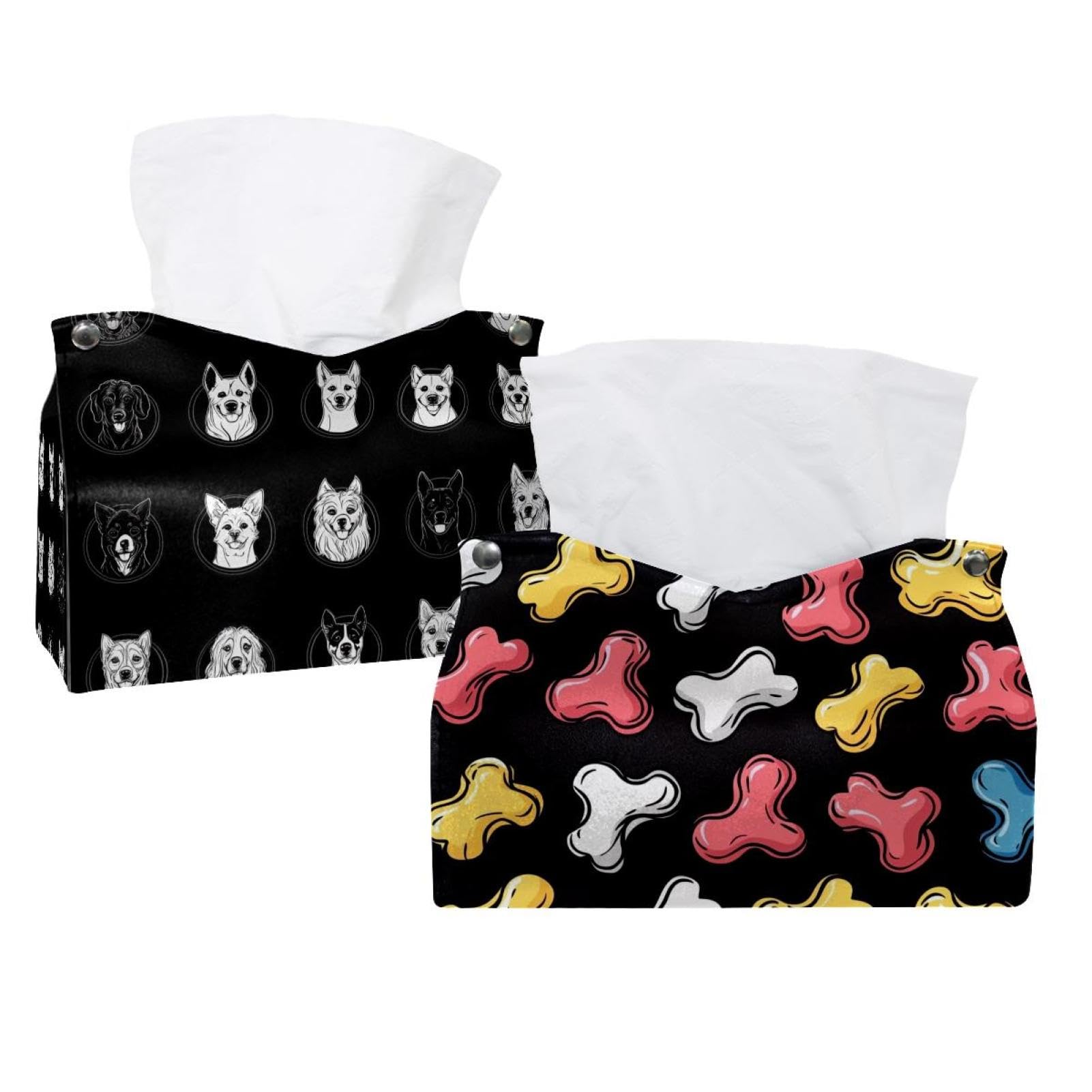 Housse boîte mouchoirs pattes de chien lot de 2 idée cadeau maison