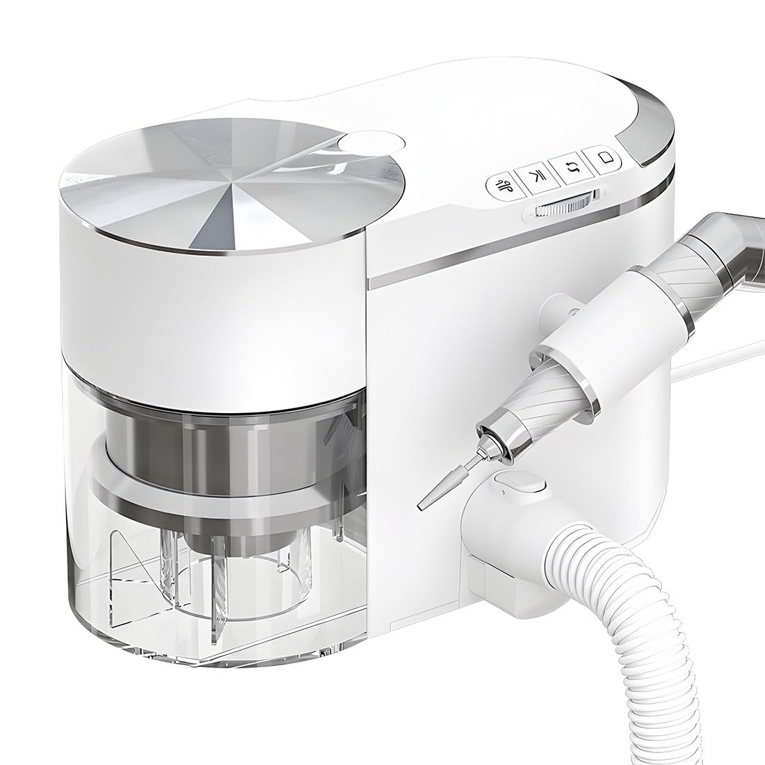 DPDZSW Electric Nail Drill Dust Collector 2-in-1,Professional Nail Vacuum Cleaner Nails Drill File Kit,Portable Nails Polisher with Extension Hose,30000 RPM Brushless Motor,for Manicure White