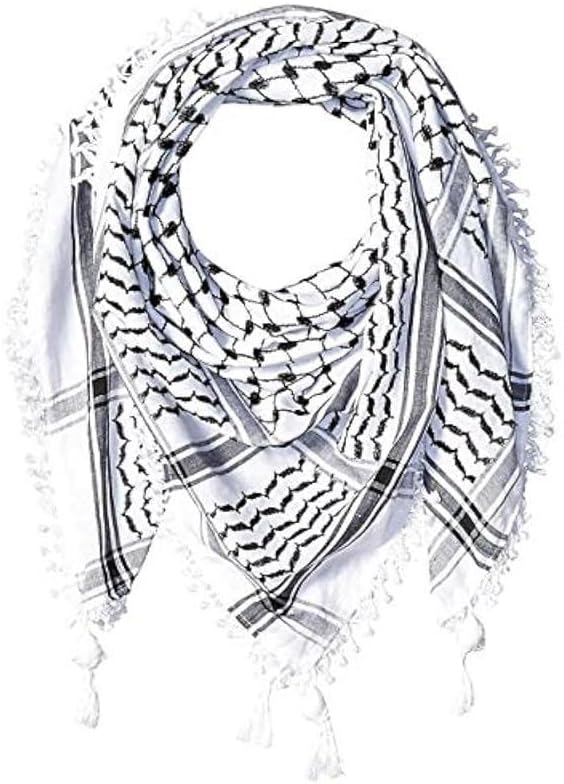 Men & Women's Premium shemagh Arabic Scarf Cotton 47"x47" (Black White)