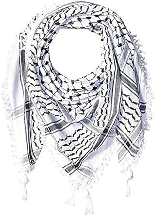 Men & Womens Premium shemagh Arabic Scarf Cotton 47"x47" Black White