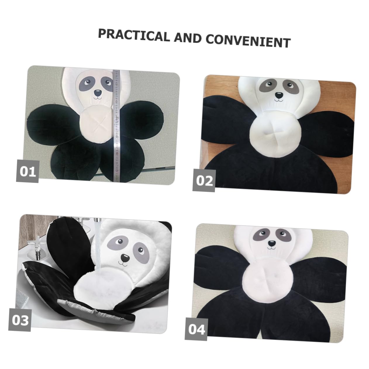 Tappetino Bagno Antiscivolo per Forma Panda Morbido Bagnetti Sicuri e Divertenti