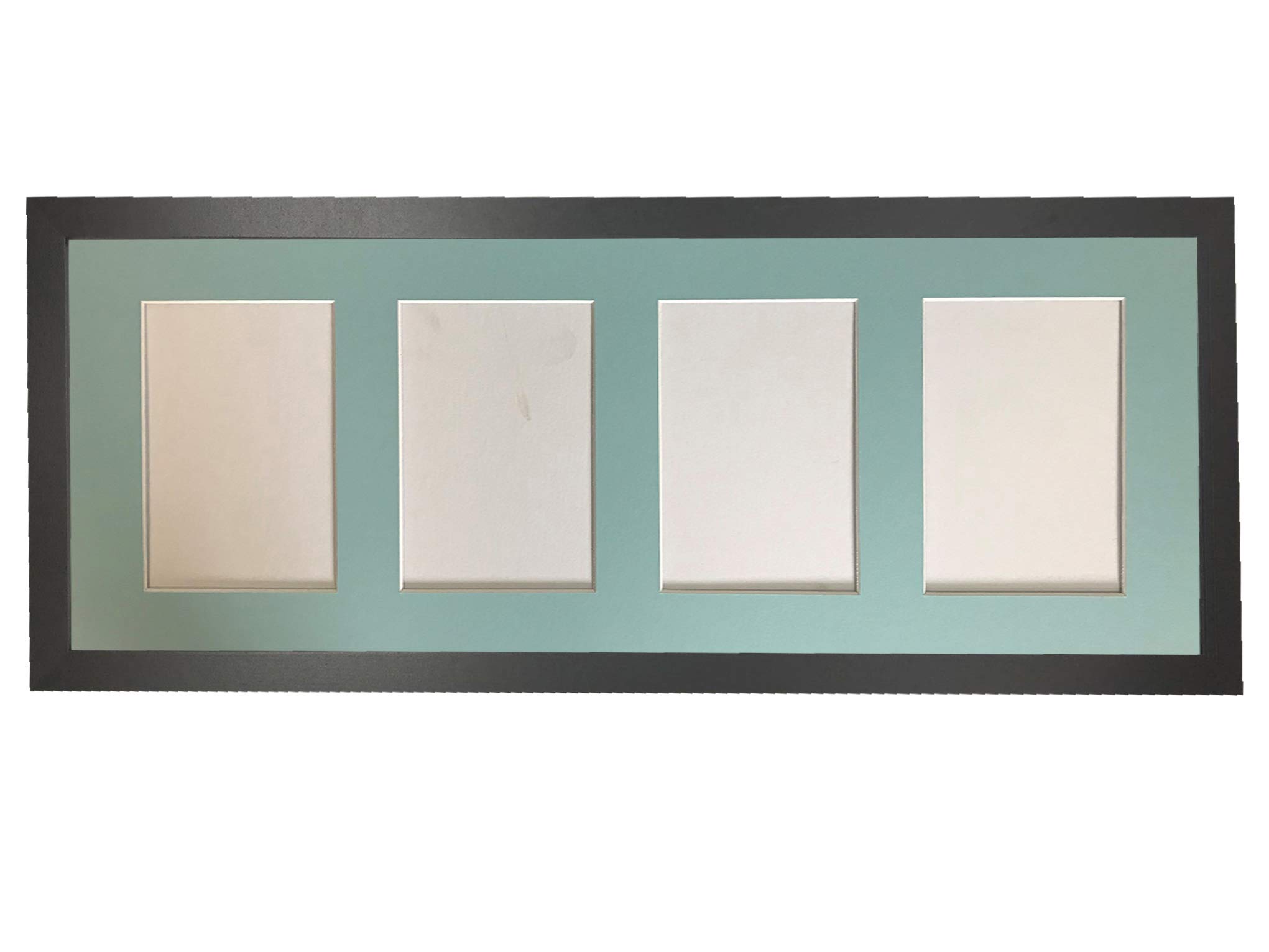 H7 Black Picture Photo Frame with Blue 7 x 5 Inch Four Aperture Long Mount