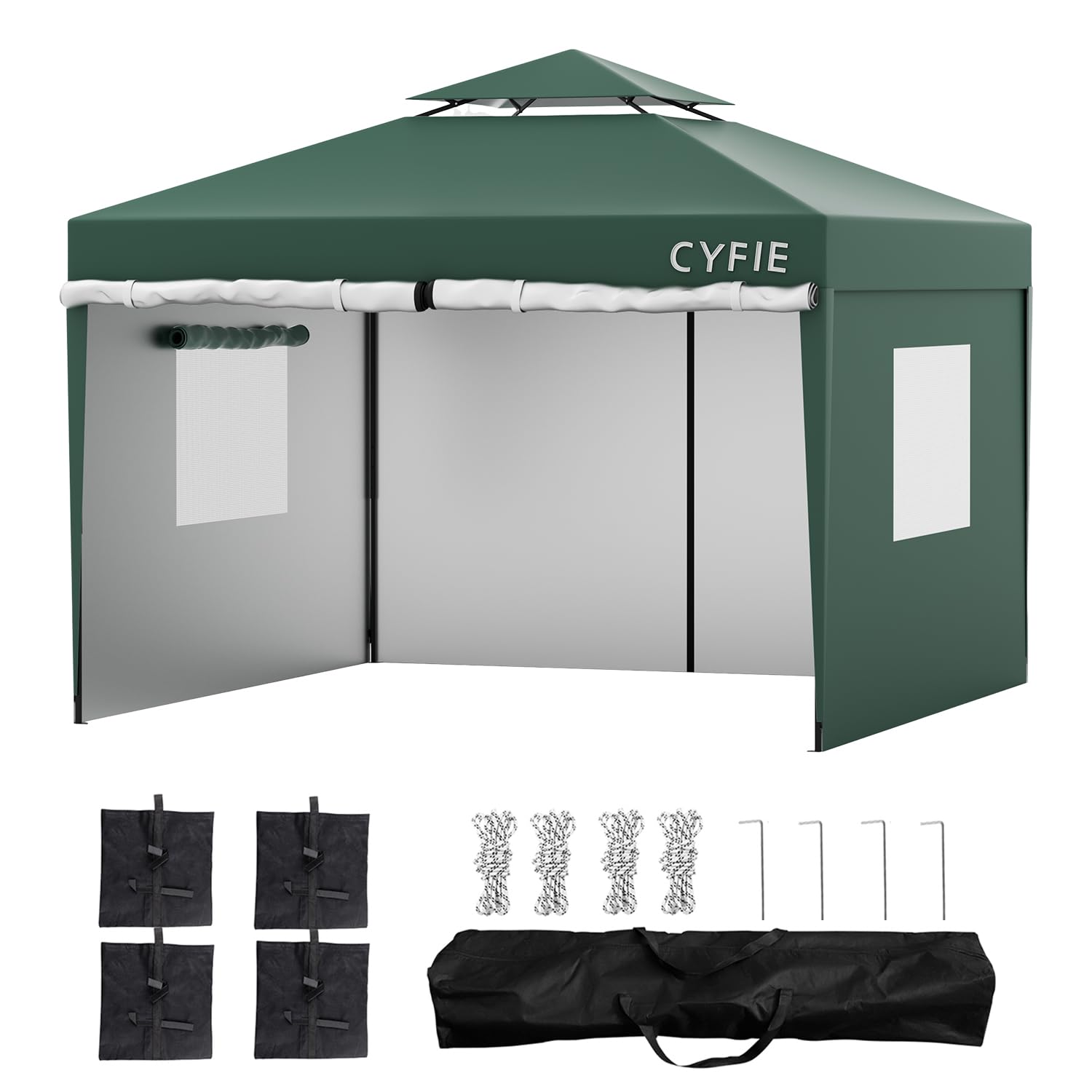 Amazon | CYFIE タープテント 3mx3m 横幕/サイドシート4枚付 風