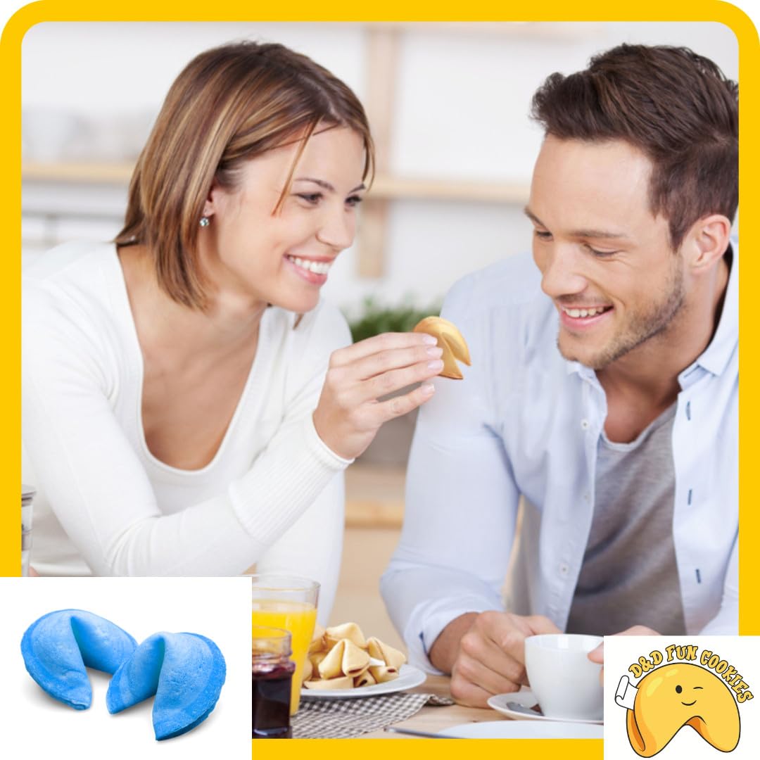 Biscotti cinesi della fortuna, biglietti della fortuna, biscotti blu, biscotti di ringraziamento, per regali, per ospiti, per feste, gusto vaniglia (100 pezzi)