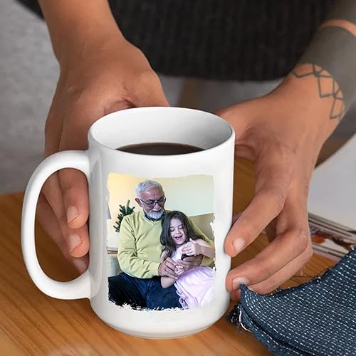 Miniatura 6 de Taza de viaje personalizada de cerámica blanca para abuelo, 11 onzas, taza de té con nombre personalizado, bebidas calientes, moderna, tema de amor