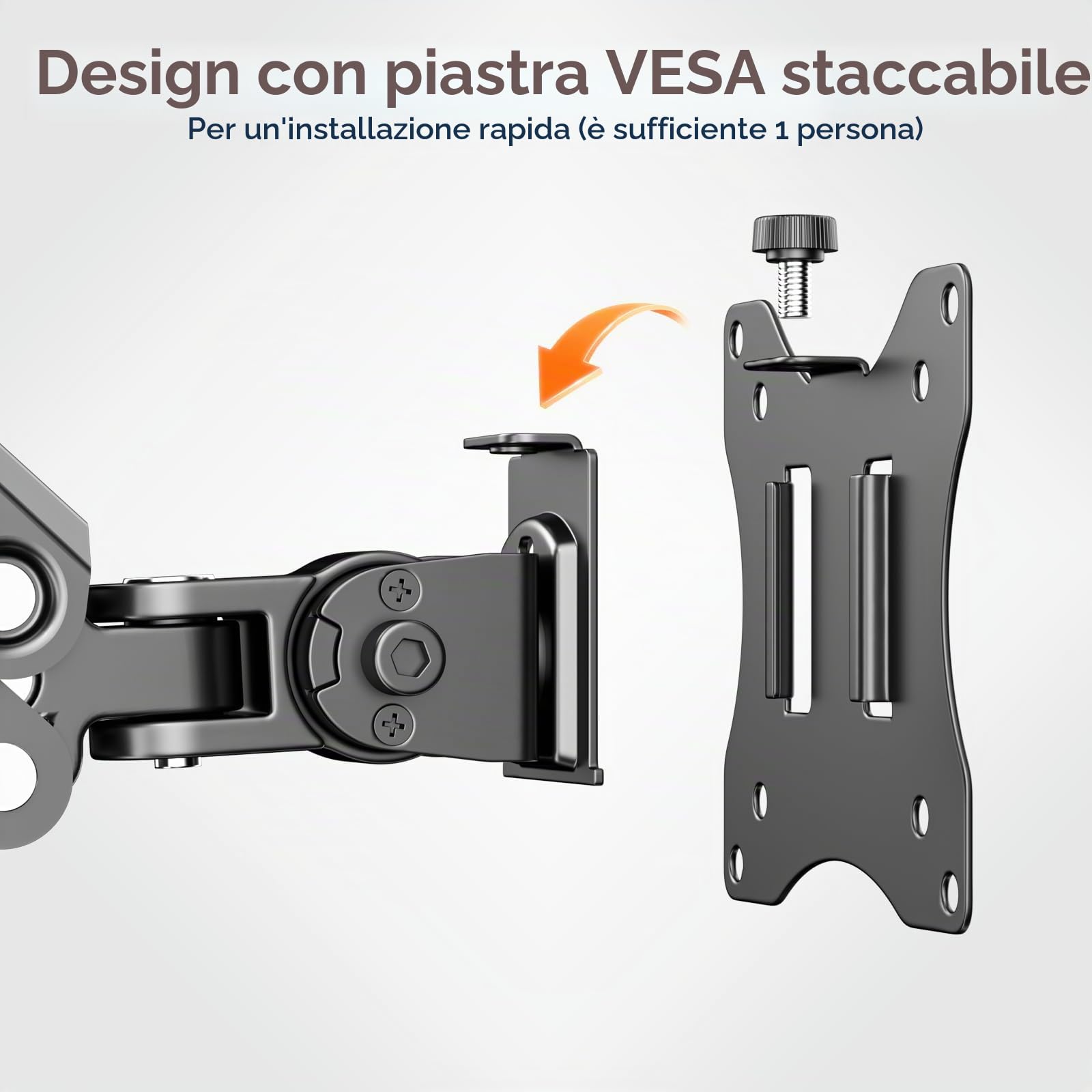 PUTORSEN Support Mural Ecran PC de 17-42 Pouces Écran PC et TV, Bras Ecran PC, Support Ecran PC Mural, Inclinaison, Pivotement, Rotation et Hauteur Réglable, Load 12KG, VESA 75/100 mm
