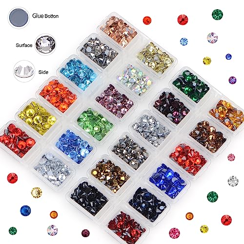 Chccoye 5680+ Pcs Mixed 5 Sizes Hot Fix Round Crystals Gems Glass Stones Hotfix Flat Back Rhinestones For Diy Making With 1 Tweezers And 1 Pick Pen (Mixed 4 Sizes, 23 Colors) #TOP3