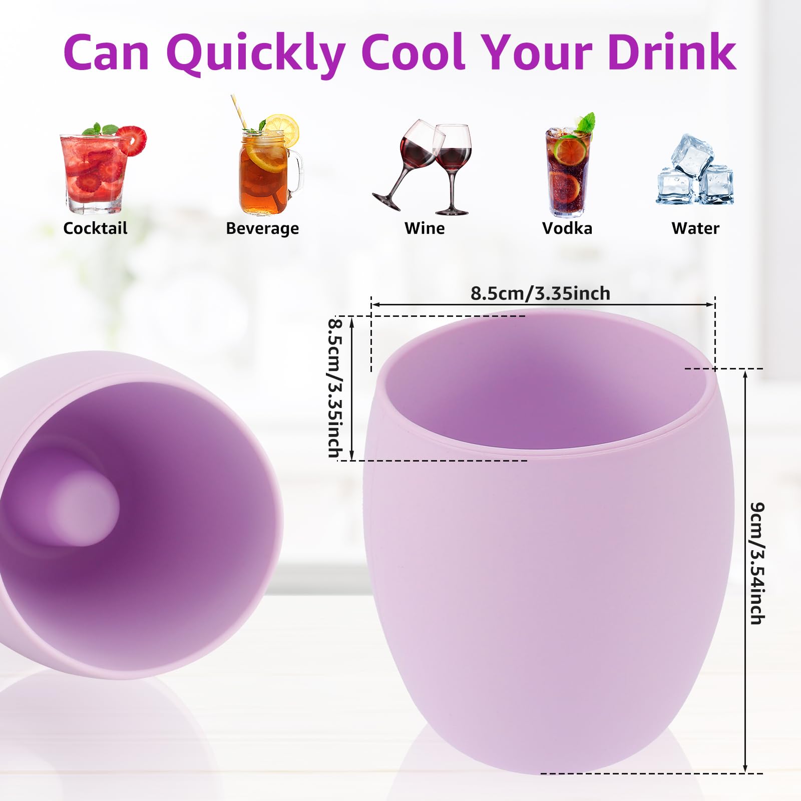 HSHGZSR Silicone Freeze Cooling Cups Cooling Cup Unbreakable Beverage Chilling Cup Reusable Quick Cooling Cooling Cup Beverage Chilling Tumbler Slushie Maker Cup for Juice Tea Coffee Beer (purple)