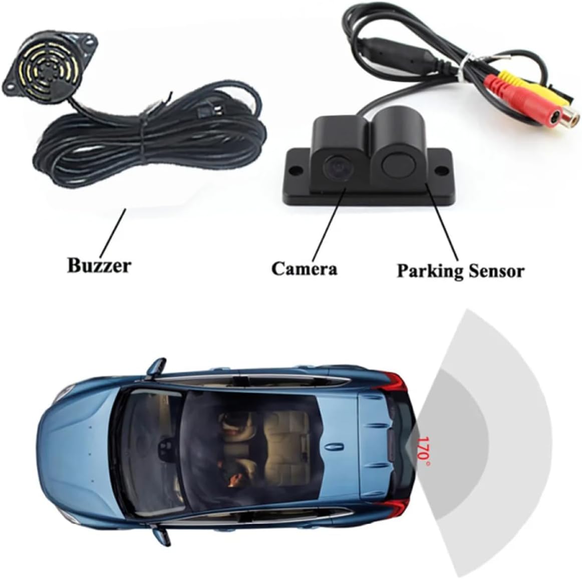 2-in-1 Car Reverse Camera with Video Parking Radar Sensor – Waterproof image 2