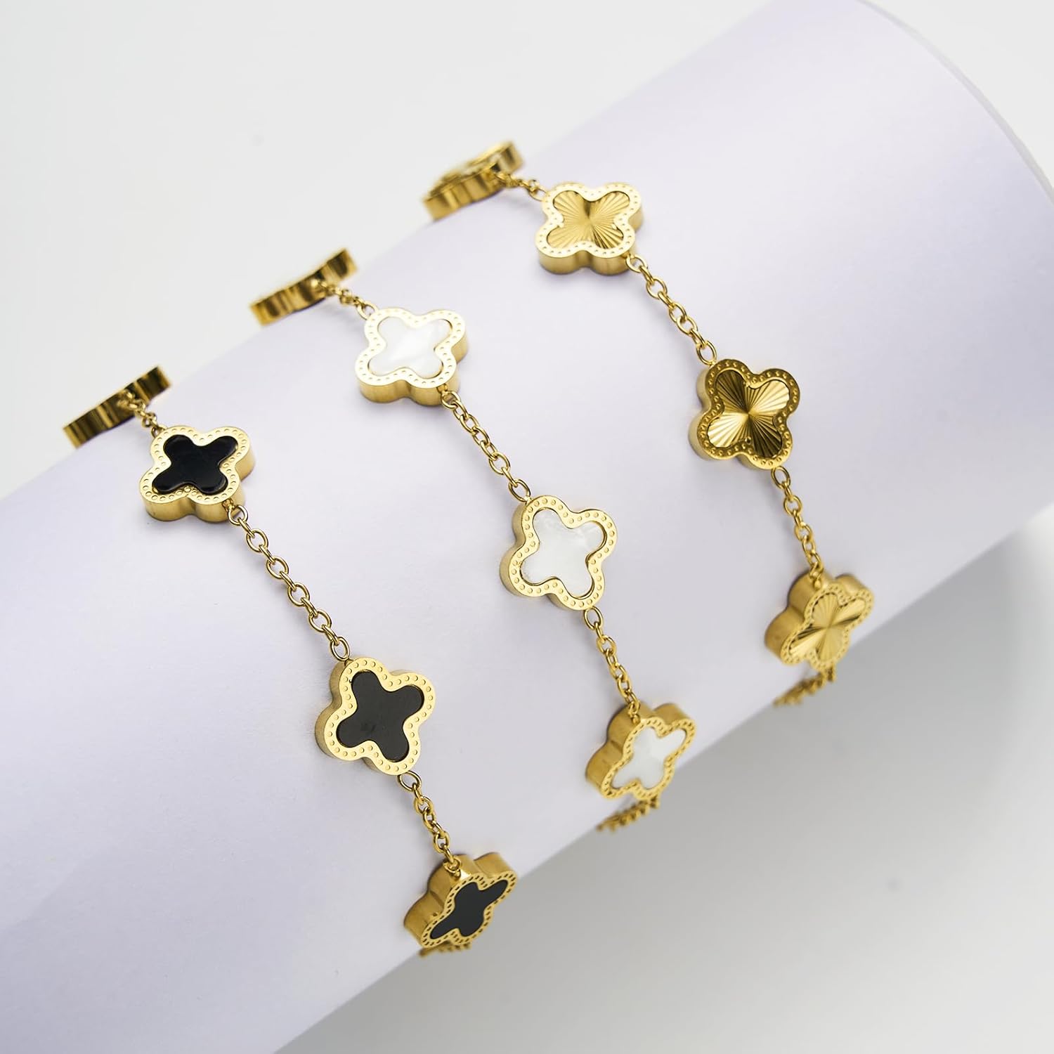 Four Leaf Clover Bracelets 18K Gold Plated Lucky Bracelet for Women Flower Leaf Link Lucky Bracelet Trendy Jewelry Gifts for Women - Image 6