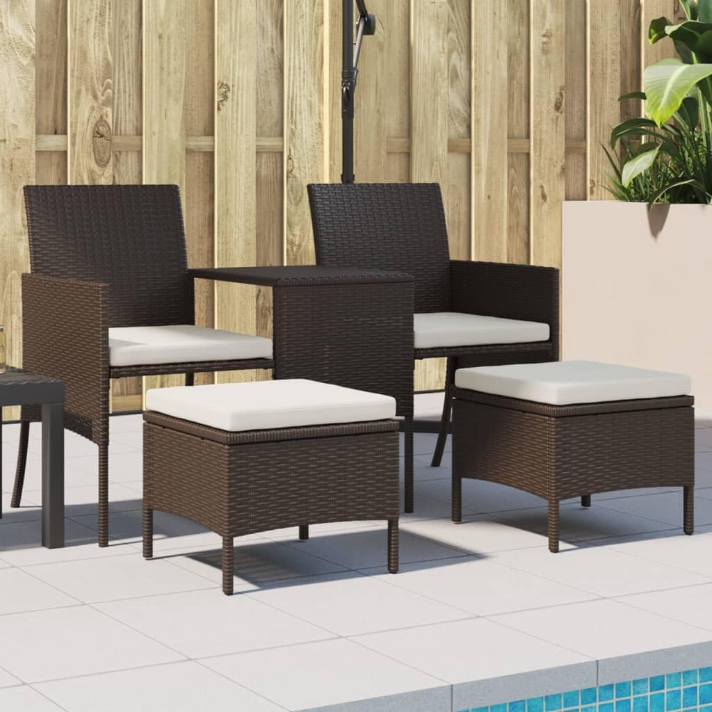Gecheer Divano Giardino 2Posti con Tavolo e Sgabelli Marrone Polyrattan,Divani,da Giardino,per Esterno,Divanetto da Esterno,Divanetti da Esterno,Divano da Esterno Divano Giardino,P317625