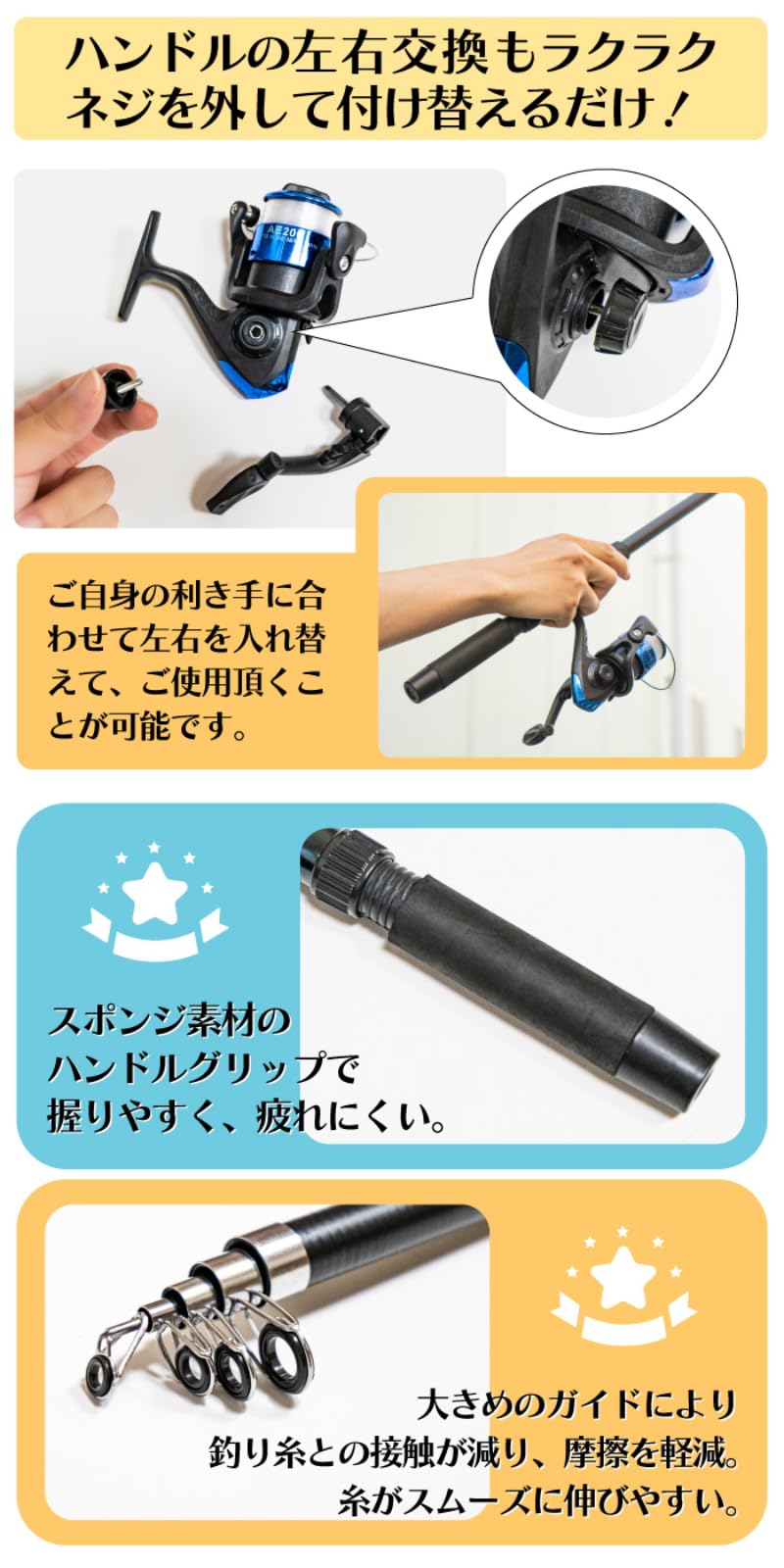 Amazon.co.jp: 釣り竿 セット リール 釣竿 ロッド 軽量 コンパクト