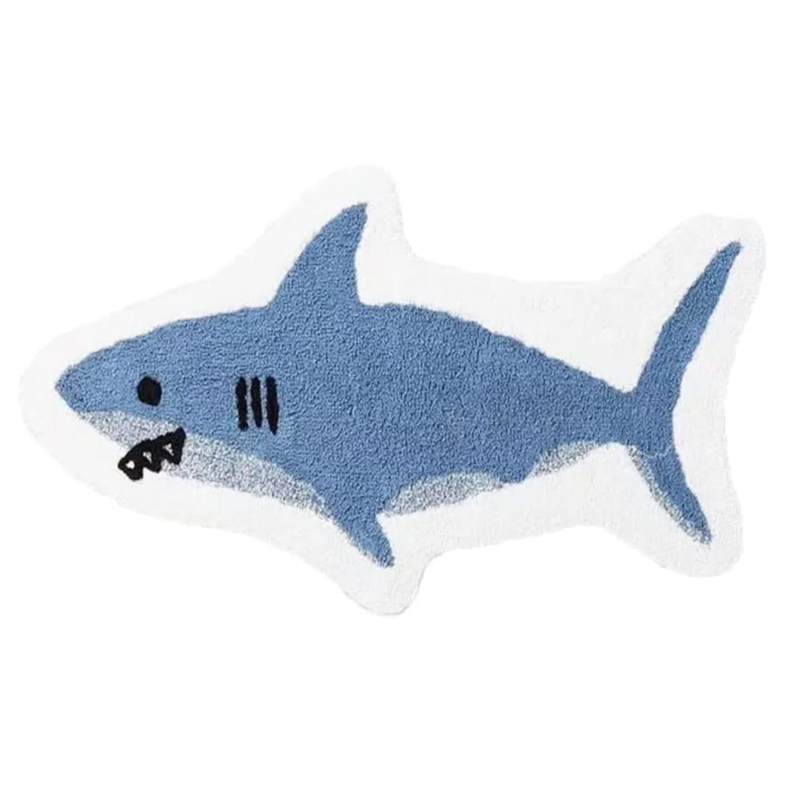 Shark Shaped Bathroom Rugs, Blue Cartoon Absorbent Non-Slip Bath Rugs,Comfort Washable Shower Mat, Kitchen Sink Bedroom Floor Mat Carpet Area Rugs(