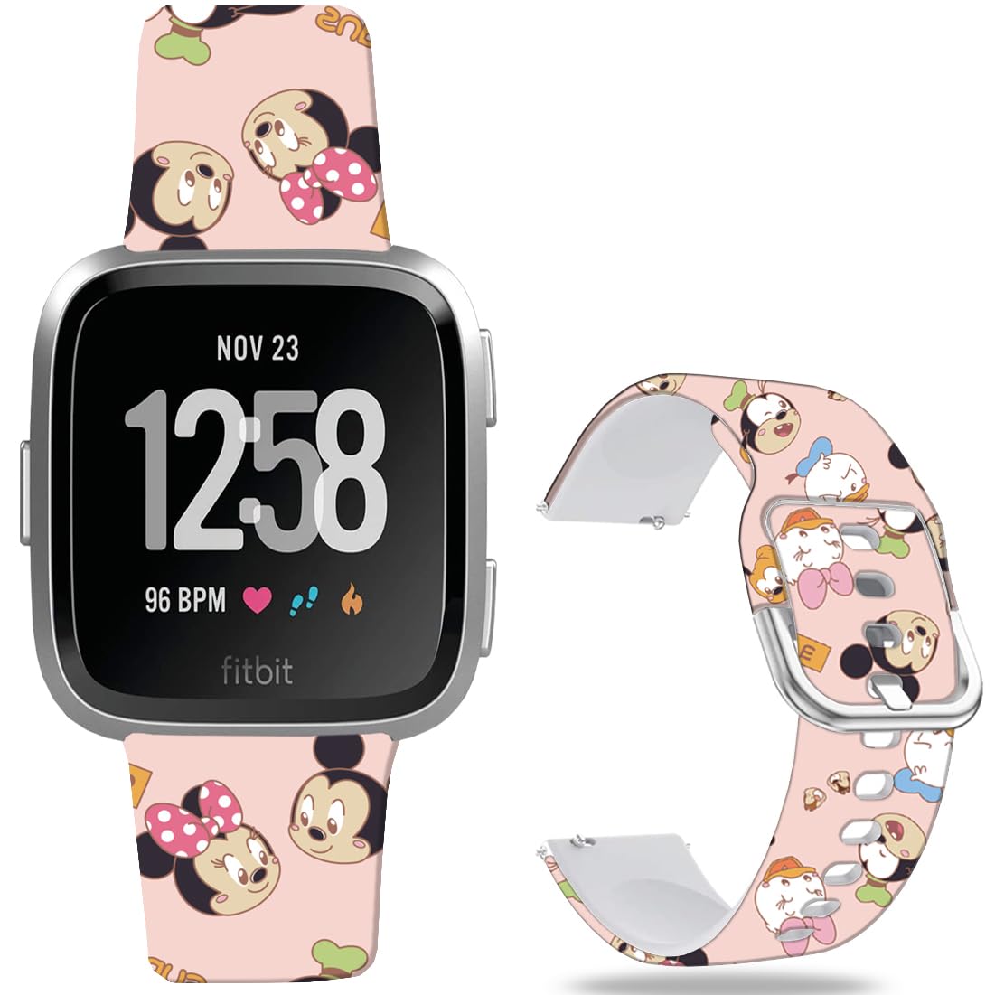 Leotop Pattern Printed Soft Silicone Replacement Bands Compatible with Fitbit Versa/Fitbit Versa 2 for Women Men Teens. (Pink) — image 1