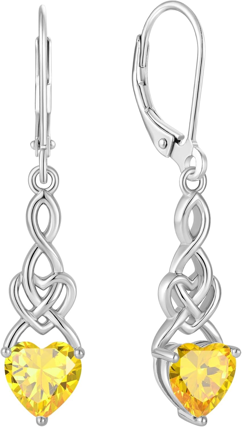 Leverback Earrings 925 Sterling Silver Cubic Zirconia Dangle Drop Earrings Infinity Twisted Heart Earrings Christmas Gift for Women Her Wife Mother