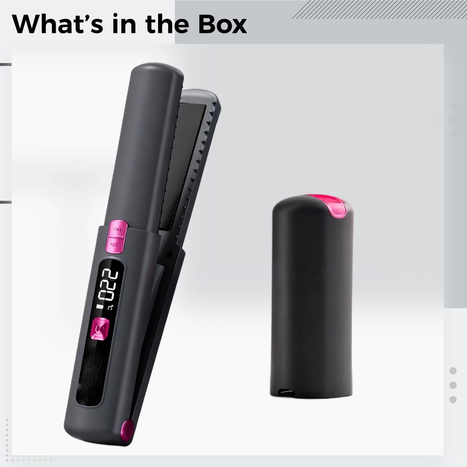 Rizador de pelo inalámbrico 2 en 1, mini plancha plana con 6 ajustes de calor, recargable por USB C, pantalla LCD, revestimiento de cerámica, perfecto para viajes, gris