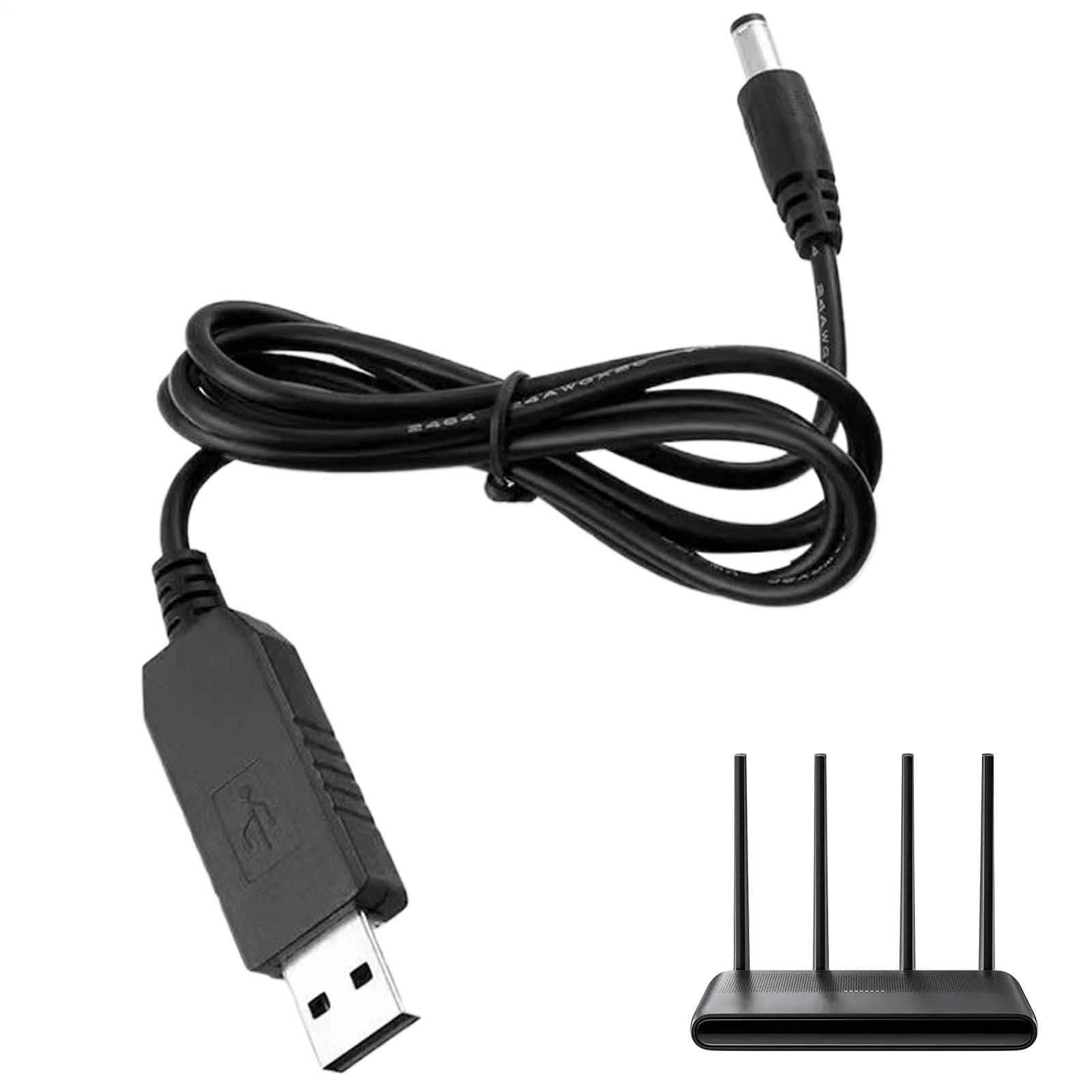 Générique Adattatore USB a CC, cavo da 5 V a 9 V/12 V, tensione spinta corda, jack connettore, soluzione portatile per fan, tavolo lampada, pianoforte, elettronica, dispositivi domestici