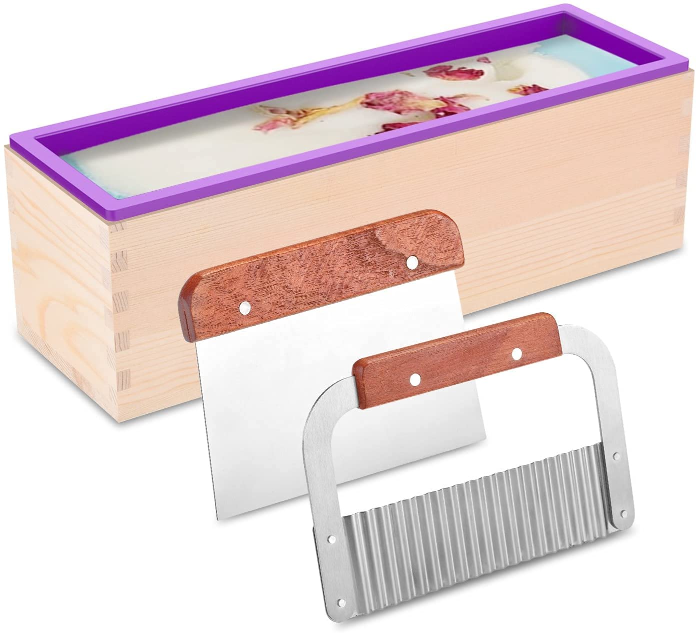 RKPM HOMES Soap Cutter Wood Set I Wooden Mold for Soap Making, Bread Loaf Toast Cutting, 2 Pcs Straight Wavy Stainless Steel Rectangular Sturdy Safe Cutter Slicer Planer Knife, Baking Tools-image-42