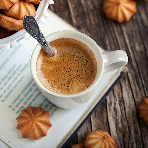 Miniatura 5 de homEdge Mini Procelain - Juego de 6 tazas de café de cerámica para expreso, 4 onzas, 4.1 fl oz, color blanco