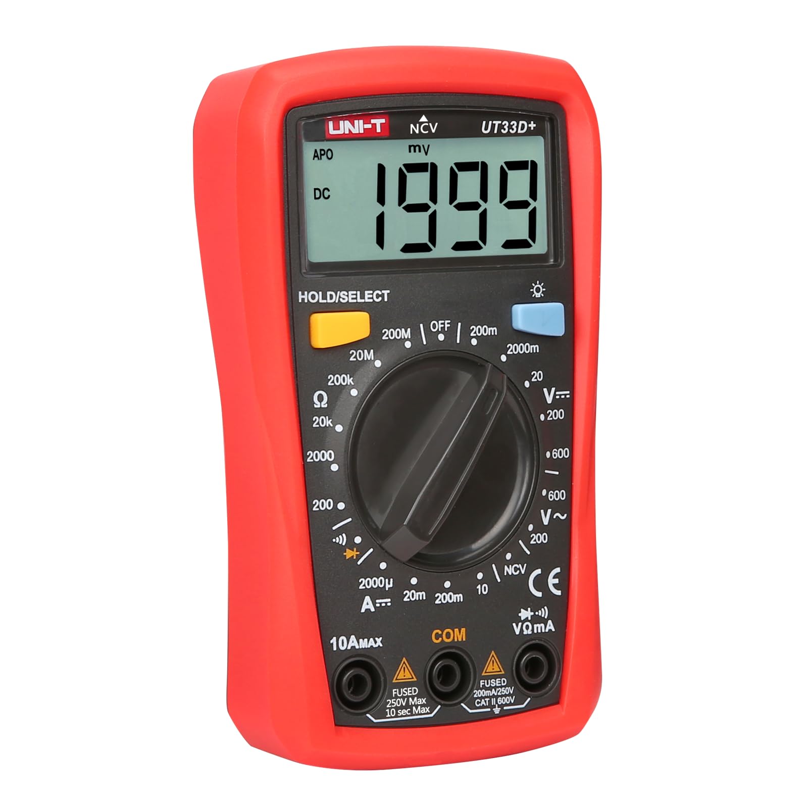 UNI-T UT33D Digital Palm Size Multi-meter with Manual Range 1999 Counts Tester (Red) — Amazon image 3